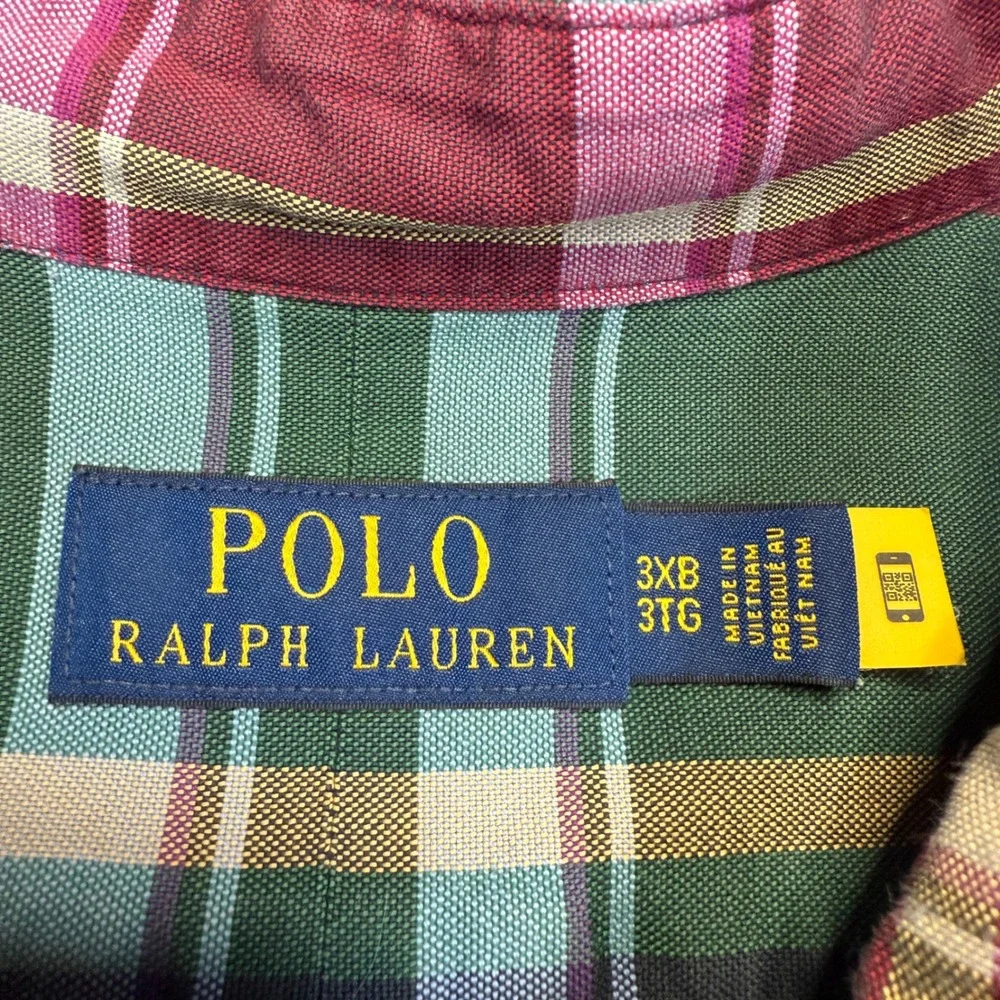 Polo Ralph Lauren Mens 3XB Plaid Button Down Shirt Multi Color Cotton LS